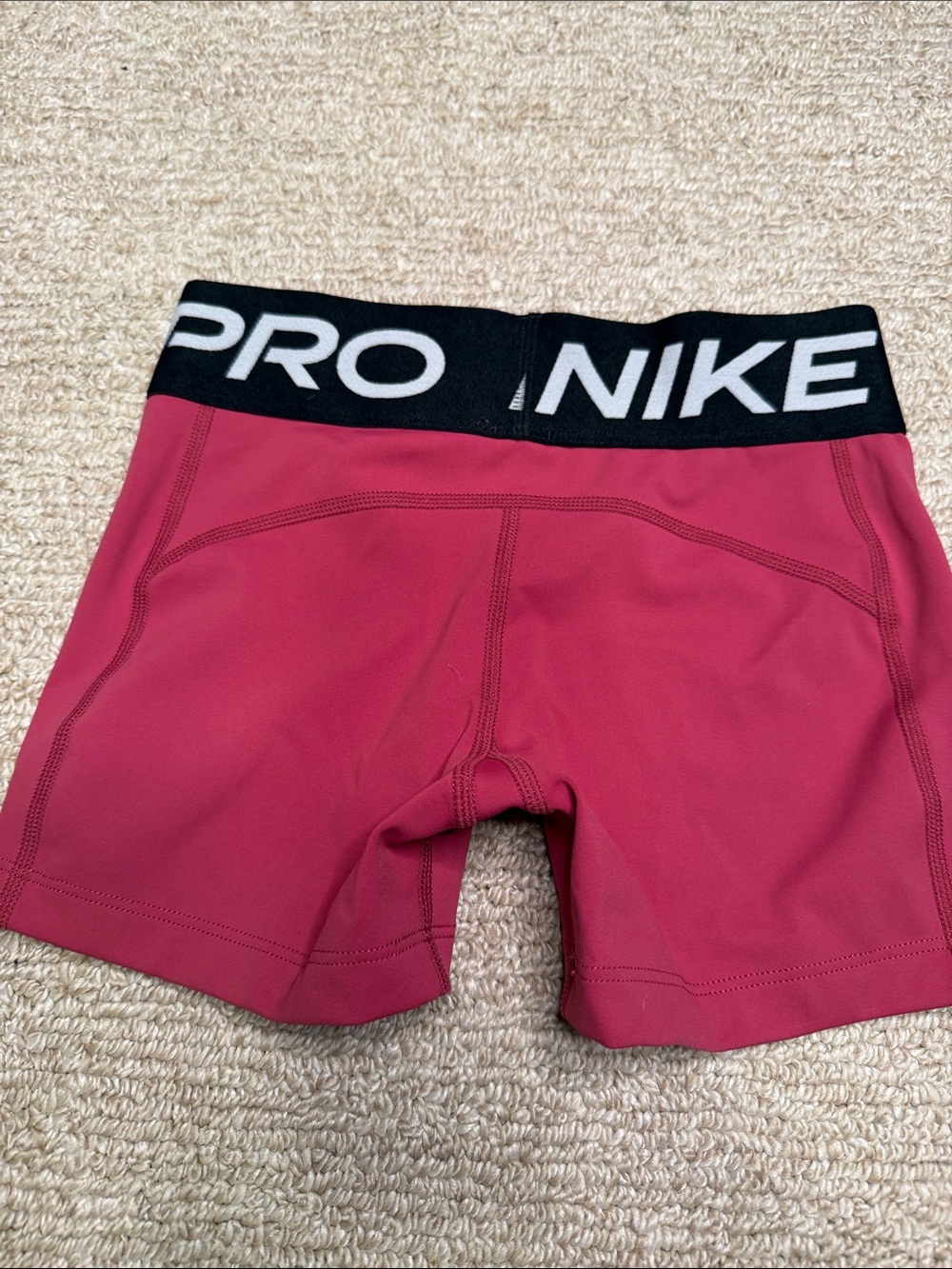 Nike Girls' Rose Pink Pro Compression Shorts with Black Elastic Waistband - Picture 3 of 5